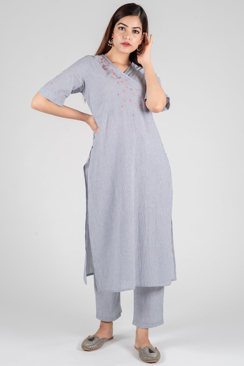 Liberty Grey Kurta - Dhãran