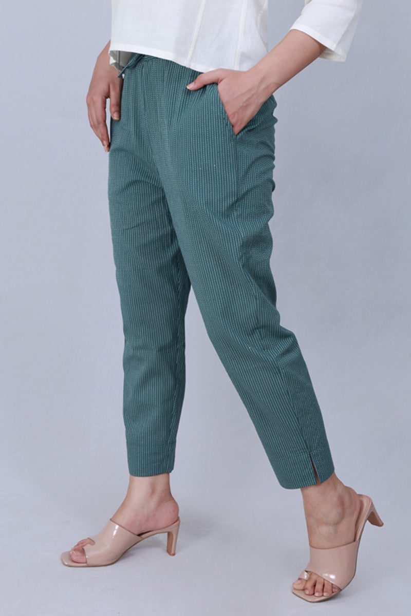 Green Kantha Narrow Pants - Dhãran