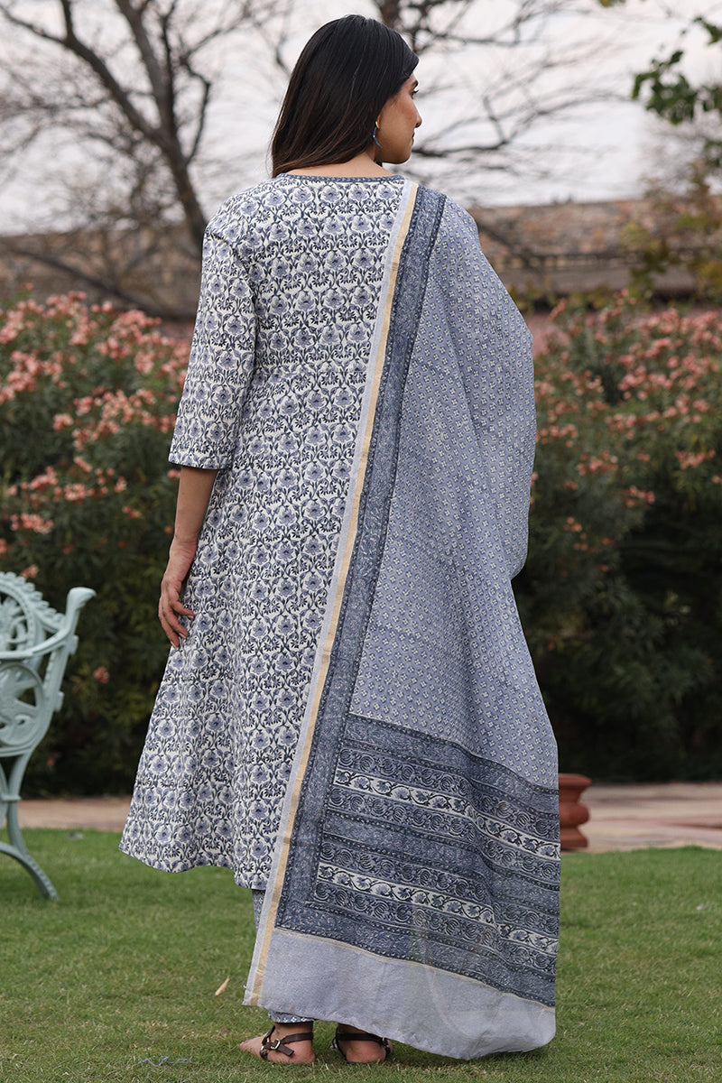 Chanderi Grey Dupatta