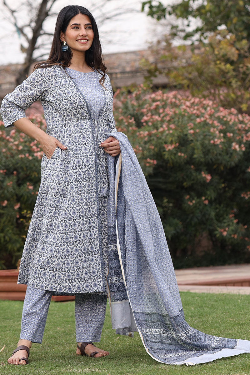 Chanderi Grey Dupatta