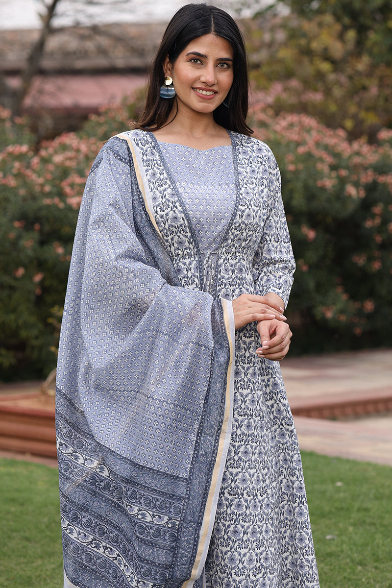 Chanderi Grey Dupatta