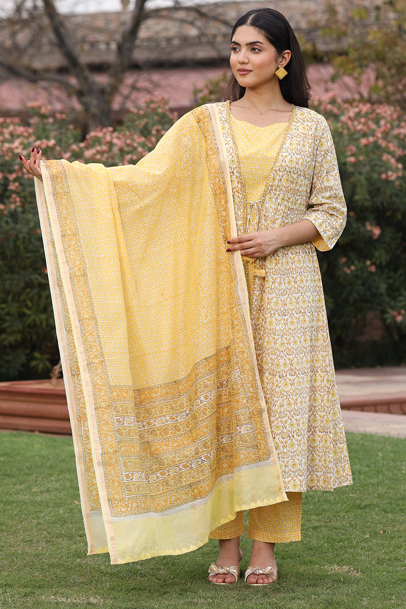 Chanderi Yellow Dupatta