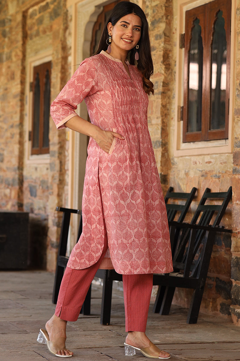 Charchara Print Pintuck Kurta