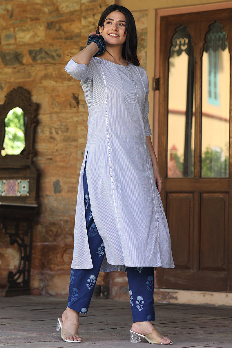 Re Sana Blue Kurta