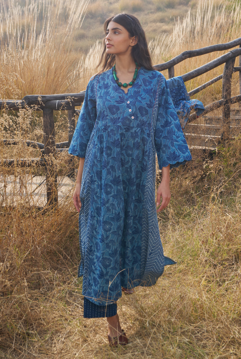 Indigo Scallop Kurta