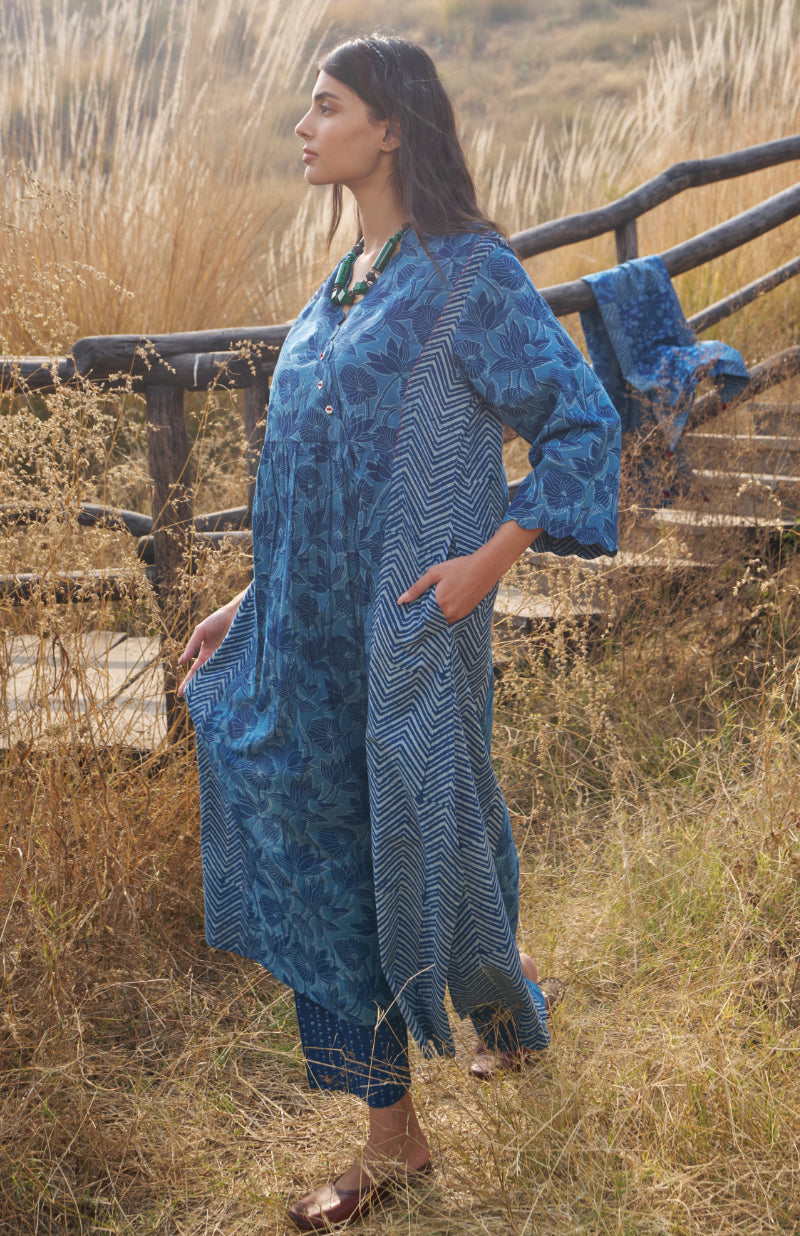 Indigo Scallop Kurta