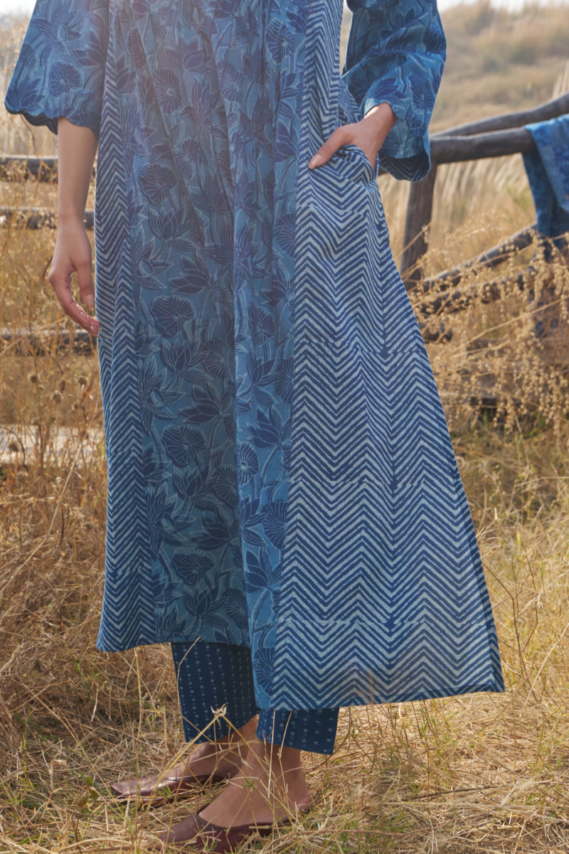 Indigo Scallop Kurta